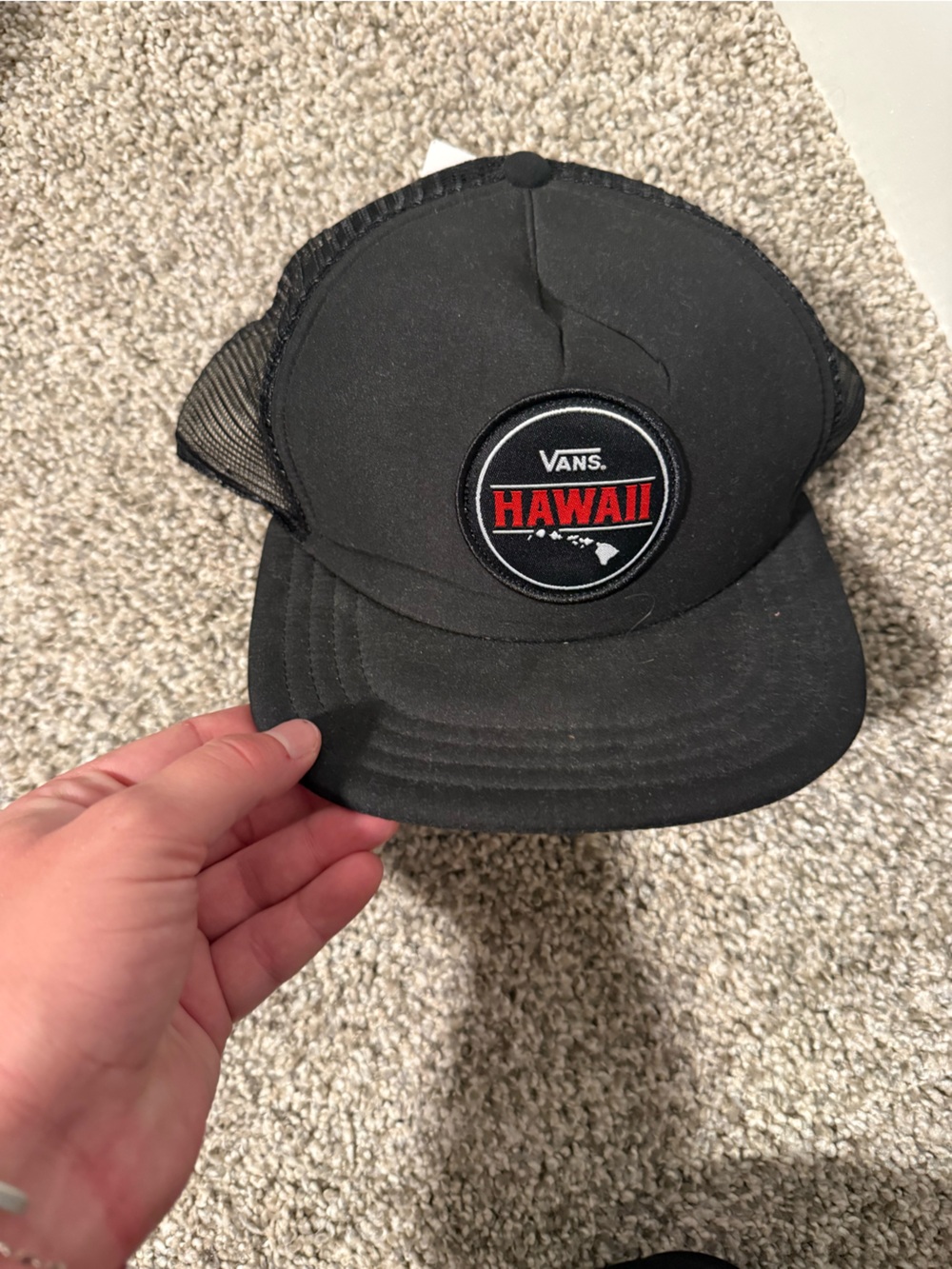 Vans Black Trucker Hat with Red Hawaii Patch